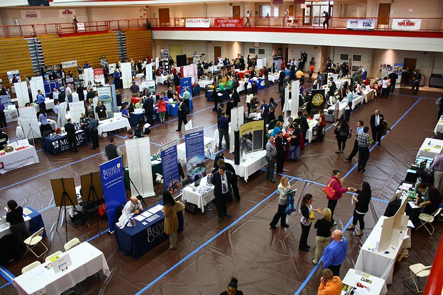 Job seekers explore their options at IUSB's Career and Internship Fair. Preface Photo/JOHN BATLINER