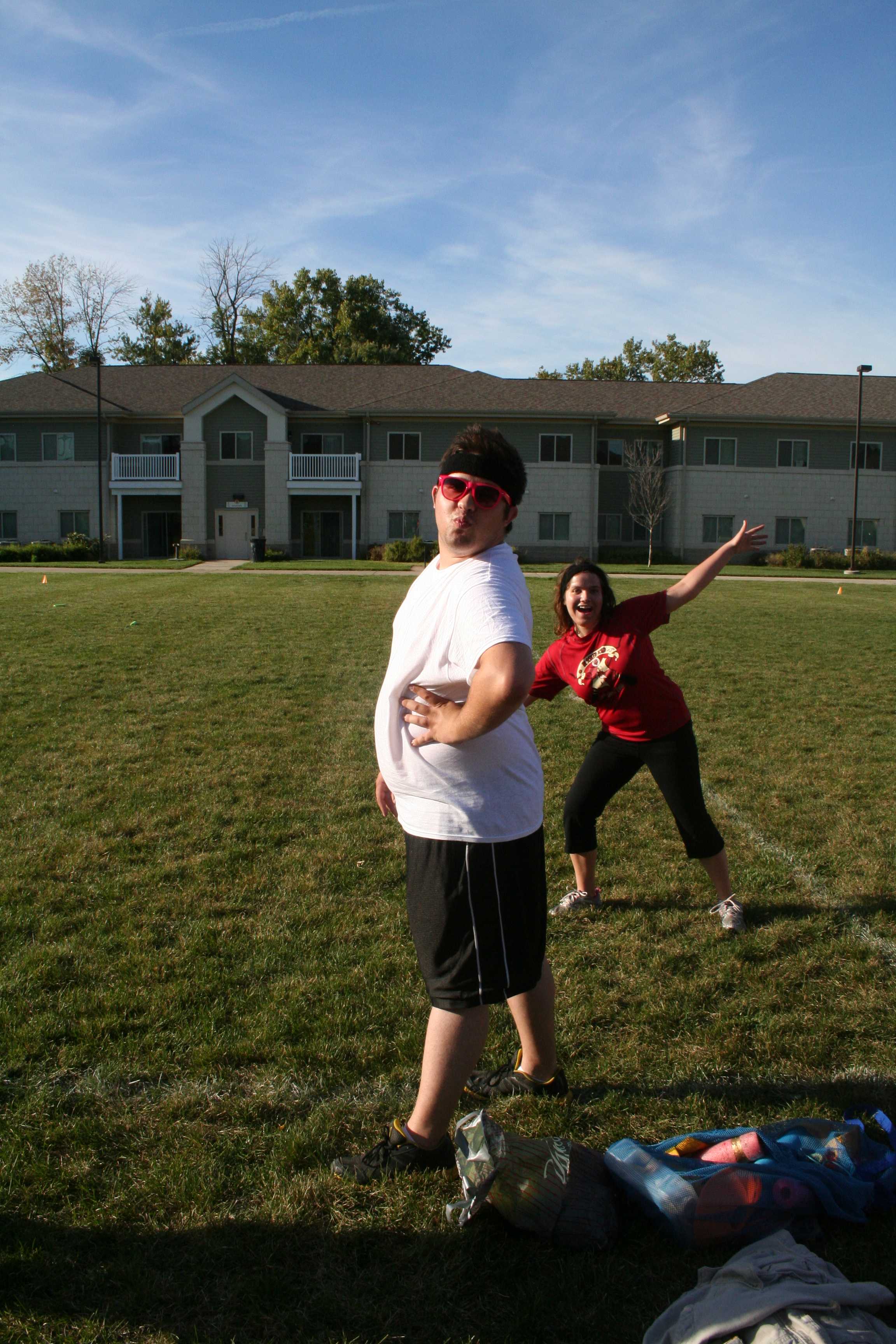 Joshua Hook (left) and Alex Andrews goof around on a water break. Preface Photo/Cecelia Roeder