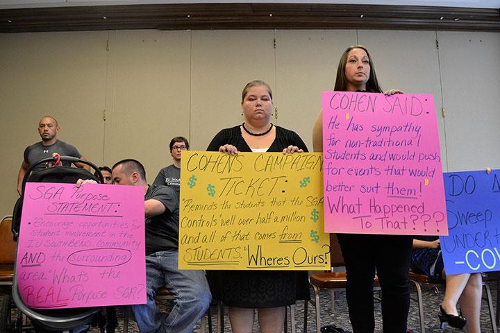 On Friday, Oct. 4, the Criminal Justice Club protested President Lee Cohen’s decision to veto their funding request, originally approved by the senate. Preface Photo/SARAH WARD