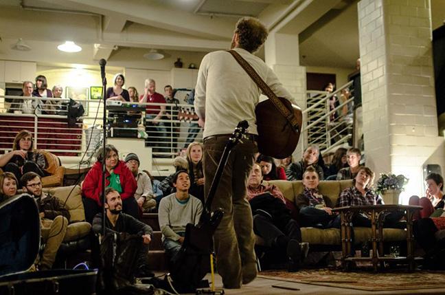 Musician Faeroplane plays at The Pool, an apartment in South Bend that doubles as a music venue. (Photo supplied by Dena Woods)