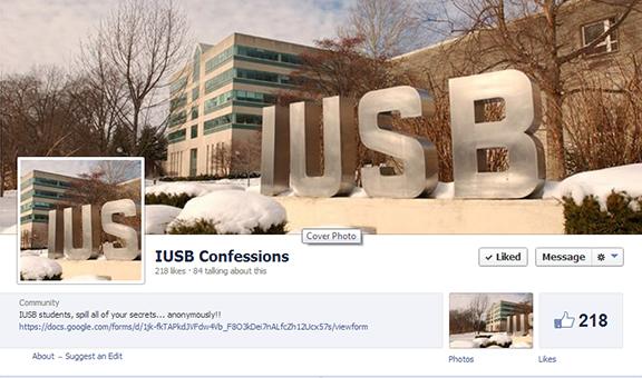 A shot of the IUSB Confessions page run by senior Jessica Williams Preface photo/Sarah Ward