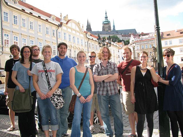 Lisa Zwicker and her students gather outside their hostel in Berlin. Photo via/Lisa Zwicker