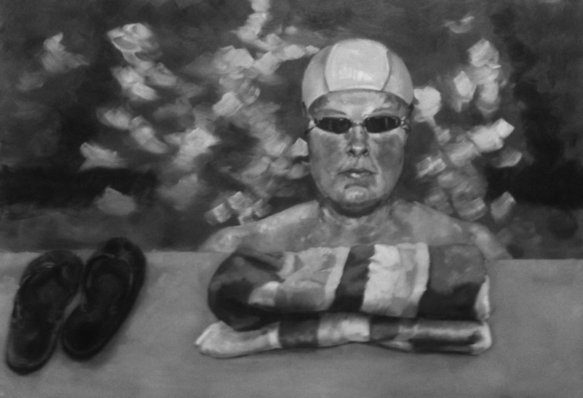 No suit can contain me, oil on paper by sarah cukrowicz