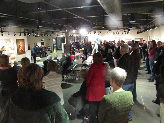A crowd gathes in the Art Gallery for the Local Perspectives exhibition tied to the book. Preface photo/BEKKA OXLEY