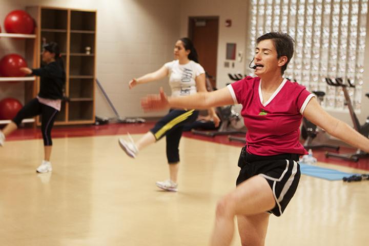 Maureen Kennedy leads a fitness class in the SAC in this file photo from fall 2013. (Preface photo: Natalie Mills)