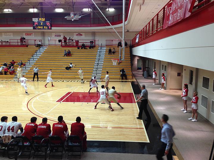 St. Francis grabs a loose ball during their rout of IUSB.