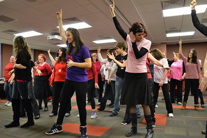 Valentine’s Day flash mobbers dancing in the University Grill last year. Preface photo/SARAH WARD