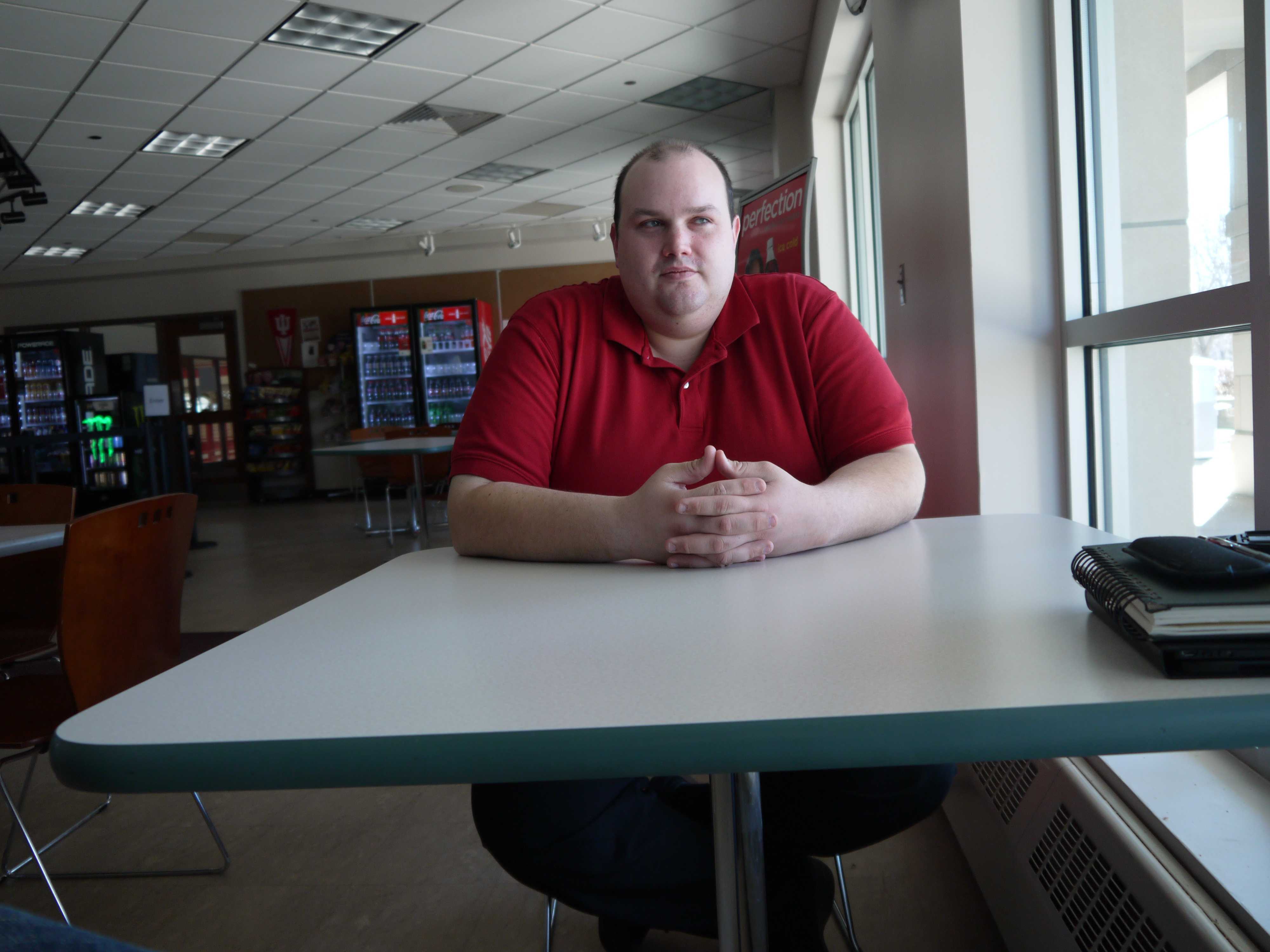 Student, campus worker and author Jim Master sits in an empty Sub Connection. (Preface photo/Ryan L. Gruenewald)