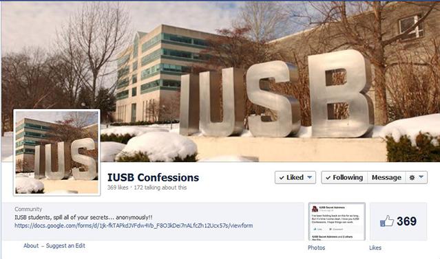 Screenshot of the IUSB Confessions page
