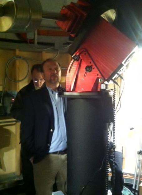 Professor Hinnefeld presenting the telescope. (Preface photos/TRICIA MCCANN)