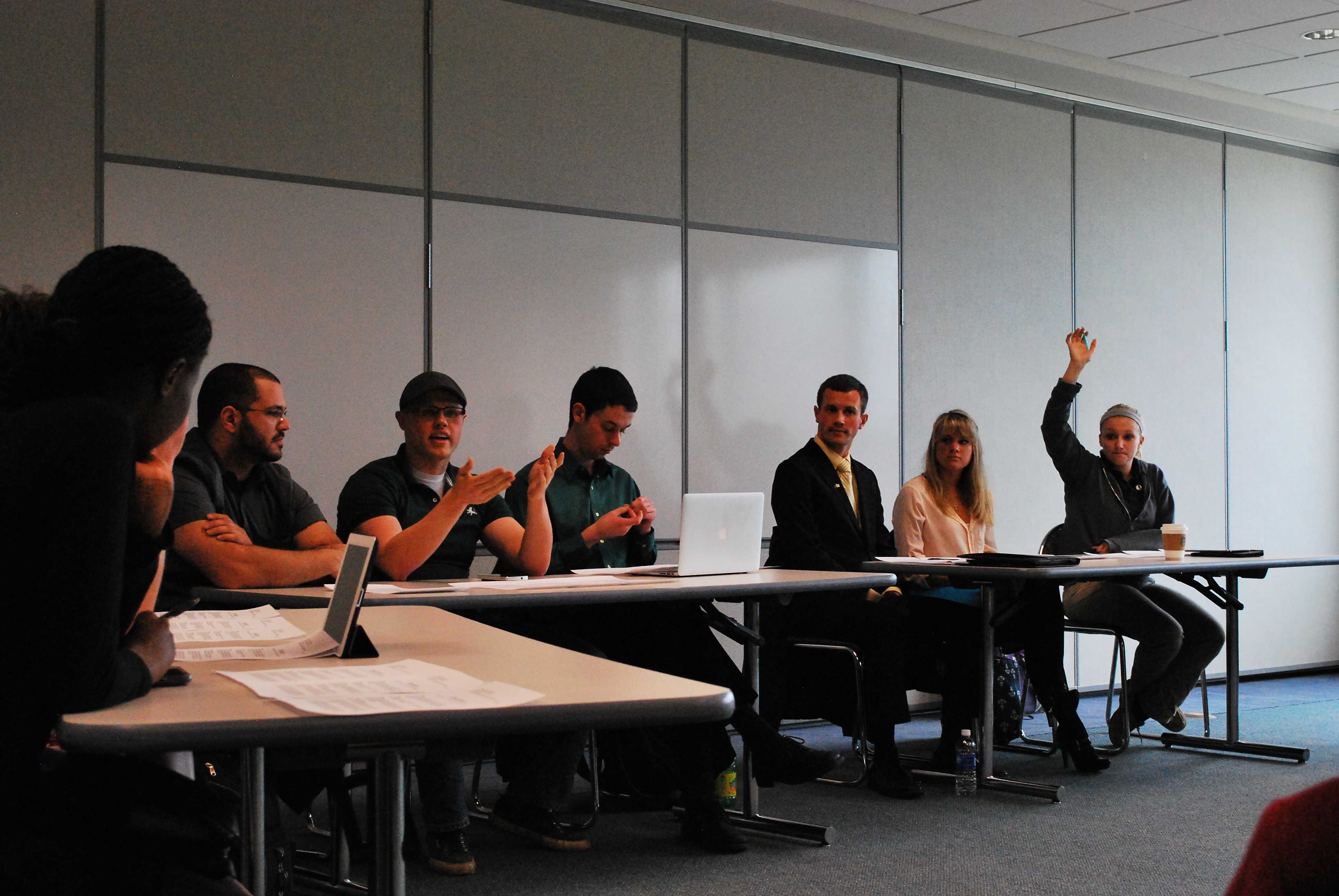 SGA Senate members debate during their meeting Friday, April 4. (Preface/NICK WORT)