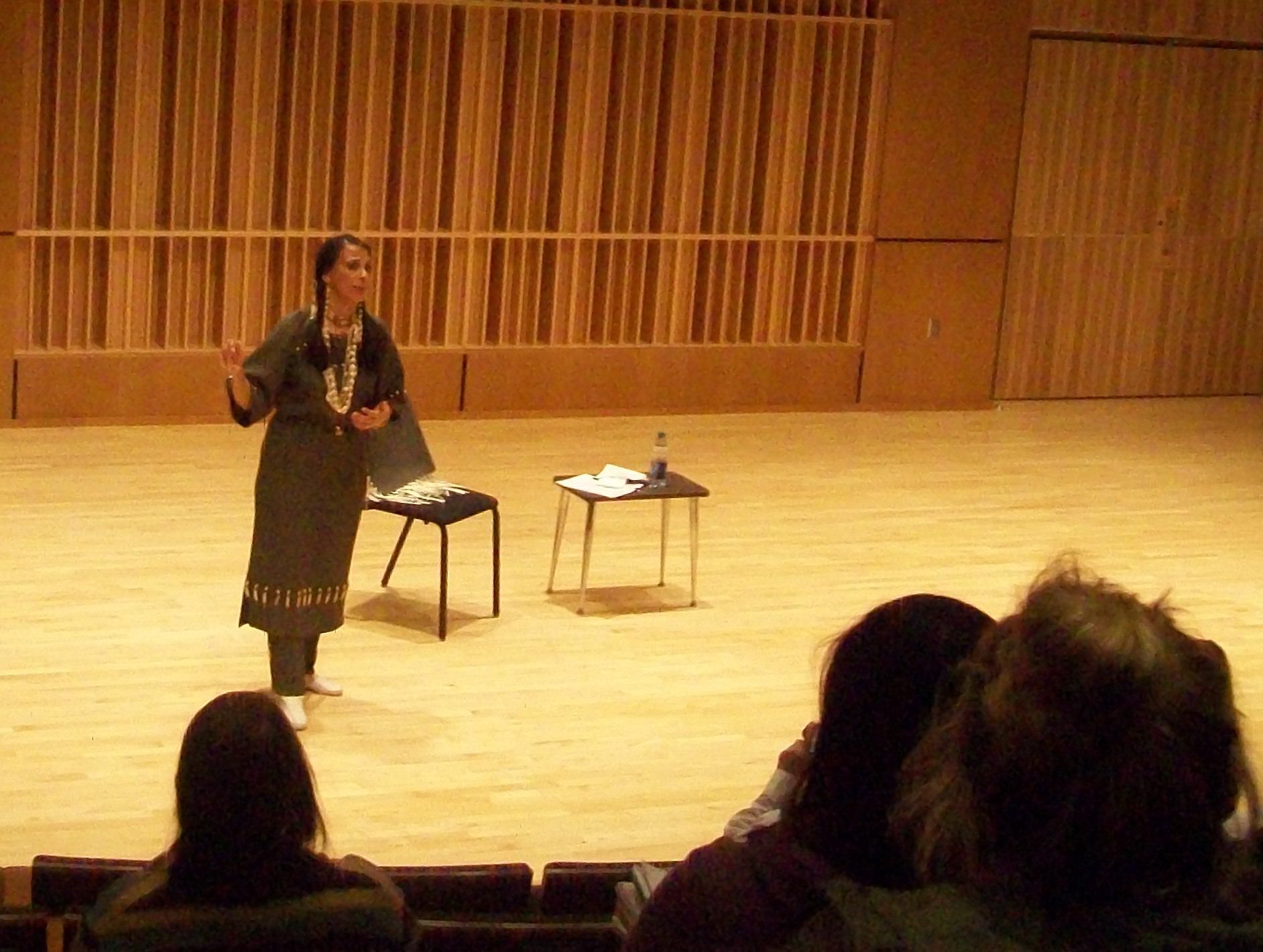 Dr. Phillips portrays Sacagawea at the Louise E. Addicott and Yatish J. Joshi Performance Hall. Photo credit/Chrissy Bohlmann