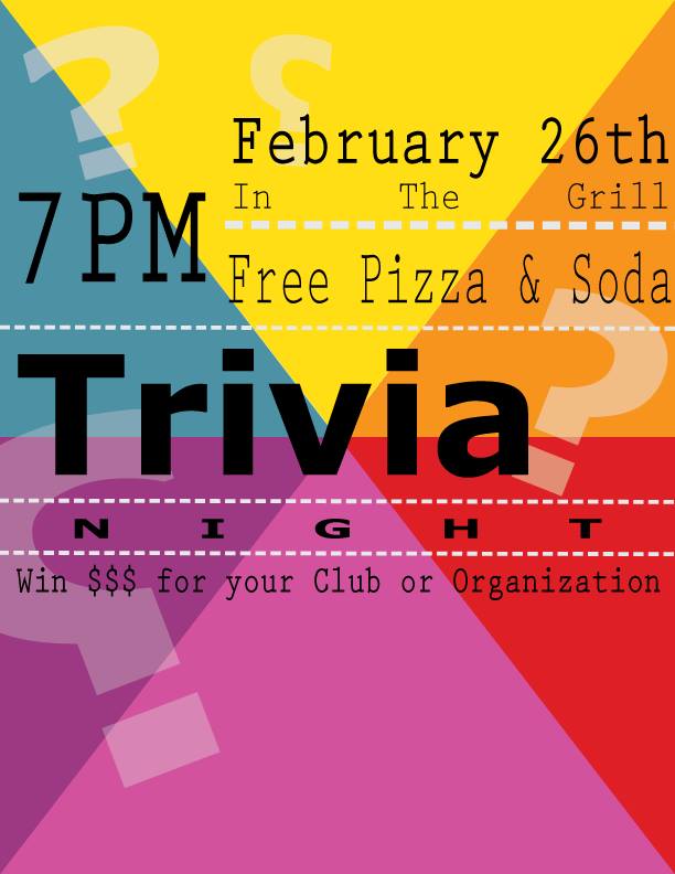 Students can show off their Jeopardy skills and win money for their club at this semester’s Trivia Night. Photo credit/Titan Productions