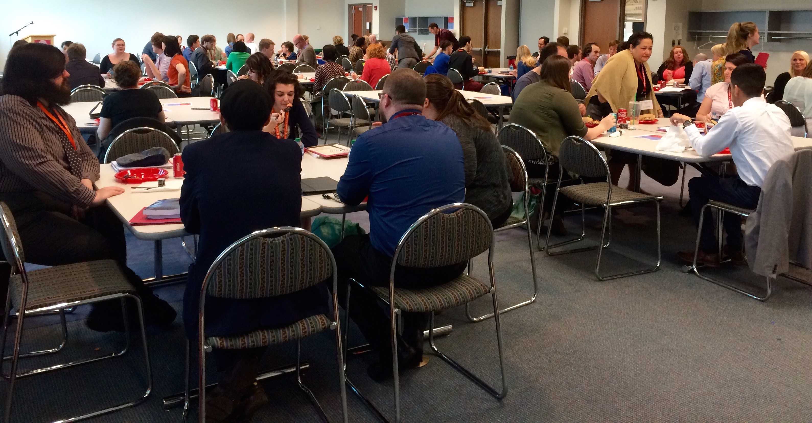 Students, staff, and faculty gather on the second floor of the Student Activities Center for a luncheon celebrating the undergraduate researchers on their hard work Friday, April 17, 2015. Preface photo/Bri Schmitt