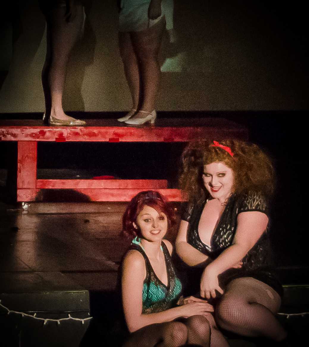 Junior Sarah Knowlton and IU Grad student Alicia Bueche cast as Columbia and Magenta. PHOTO/Leah Fick