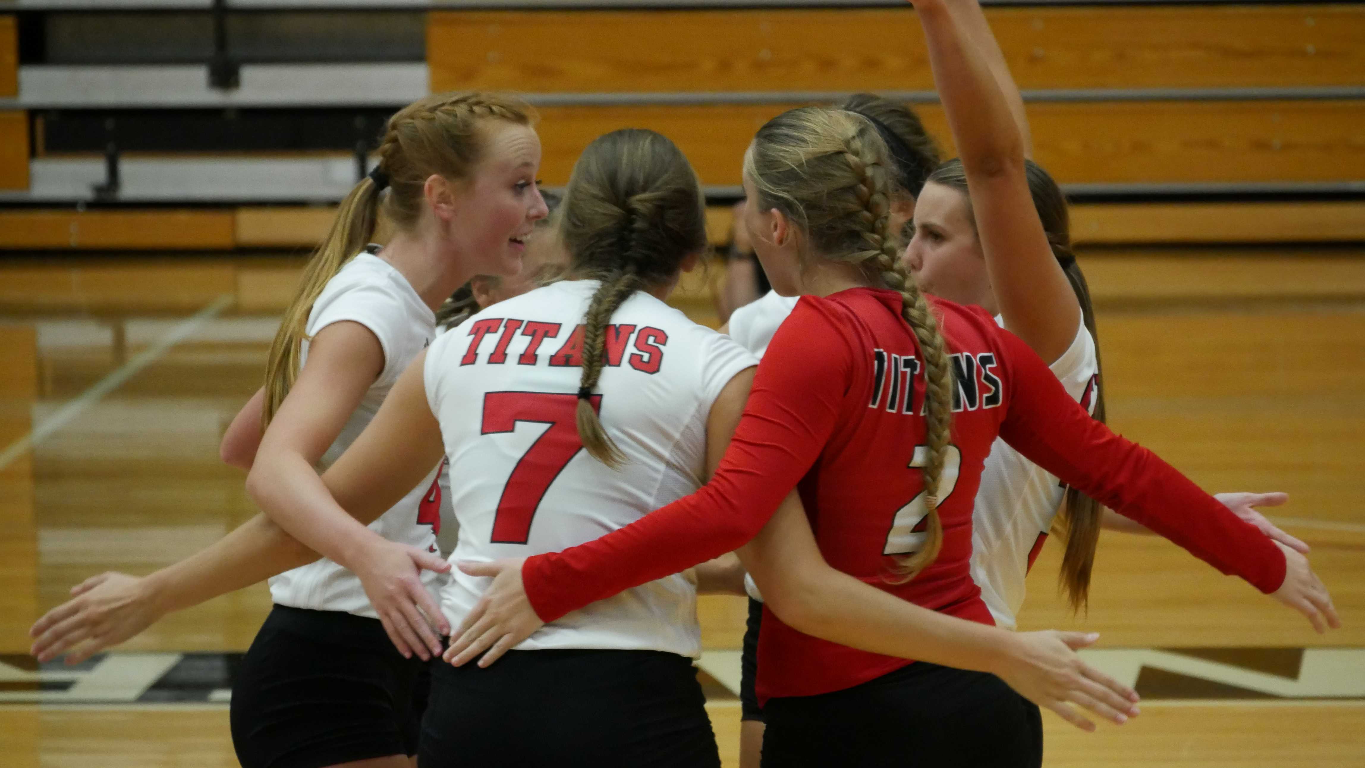 The Titans celebrate a victory early in the season. PHOTO/SARAH WHITEHEAD