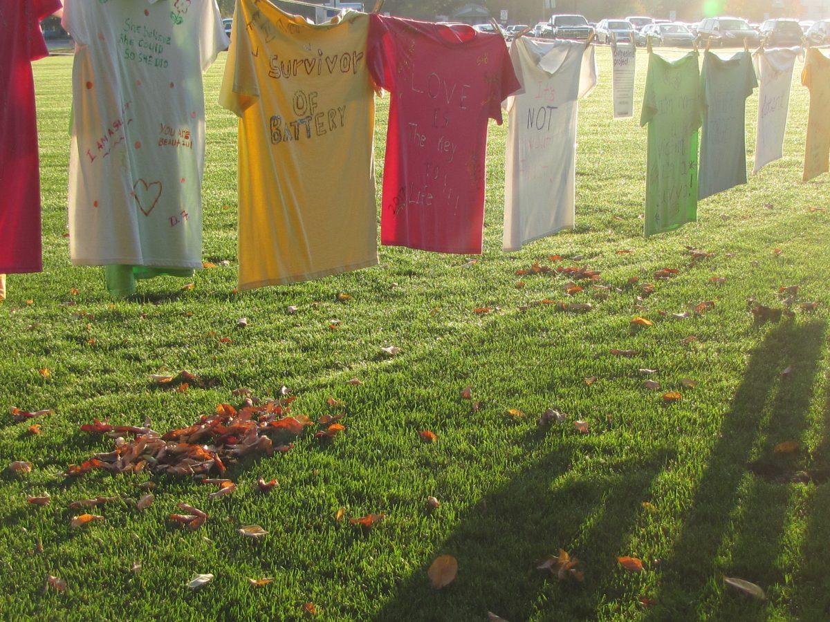 IUSB's Clothesline Project, which brings domestic violence to the attention of students, faculty, and community members and pays tribute to the victims and survivors of abuse, is currently on display until Oct. 27.
PHOTO/Kate Luce