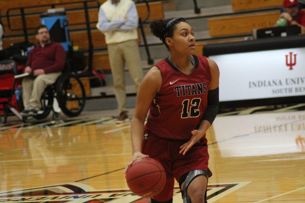 Junior Tatyanna Goodson led the team in points for the game, at 17, with a steal and a block alongside seven rebounds in a rough loss to Olivet Nazarene.
Photo/Casey McDonald