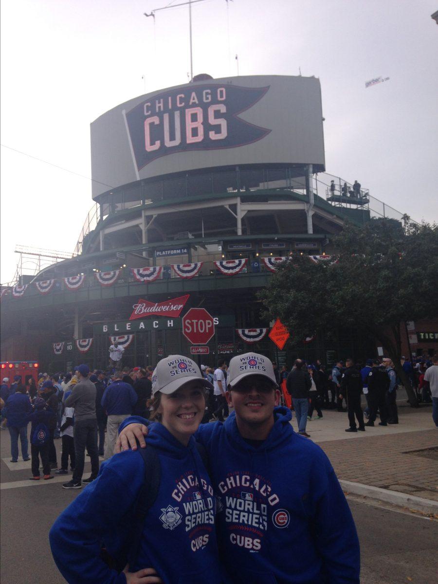 Henry Freese stands outside Wrigley Field in Chicago, Ill. on Friday, Oct. 28, 2016 along with his sister Sarah Freese