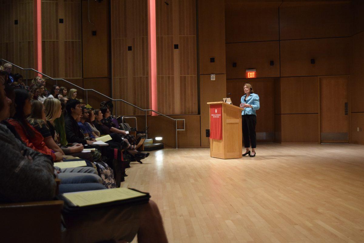 Sandra Petronio giving her presentation on Wednesday. PHOTO/Christina Clark