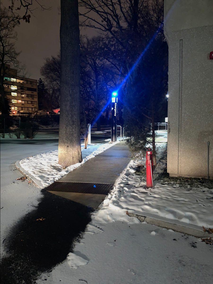 A police call box as seen on campus. PHOTO BY/Tannia Johnson