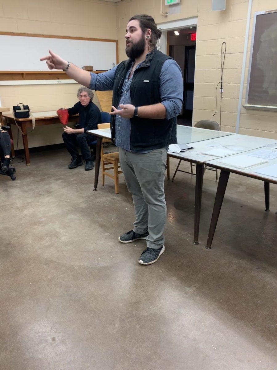 Kolt Sizer discussing the soon to be fine arts club on campus. PHOTO BY/Zachary Beauchamp