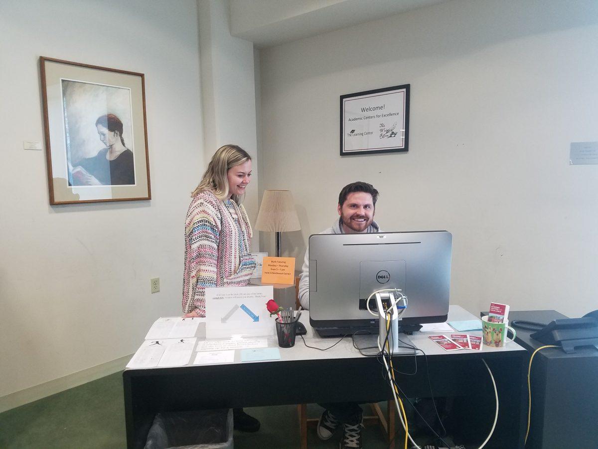 Danuta Kawecki and Cody Harrington in the ACE tutoring center. PHOTO BY/EVA MONHAUT
