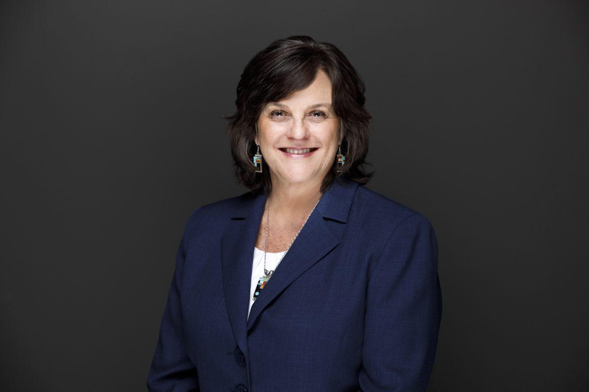 Indiana University South Bend Chancellor Susan L. Elrod poses for a portrait in studio at the Von Lee on Thursday, April 4, 2019.