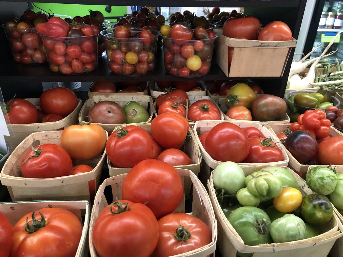 Tomatoes available from Unity Gardens at the South Bend Farmers Market. Photo/Taylor Waldron