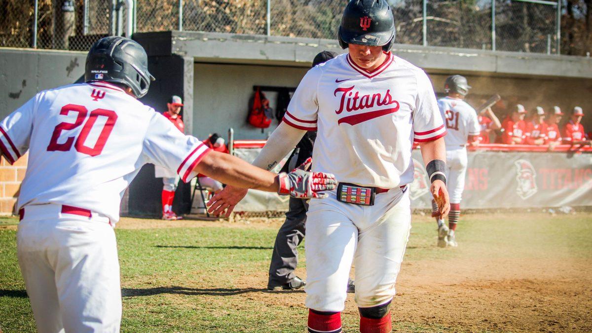 Photo provided by IU South Bend Athletics. TJ DeHerrera collects RBI’s for their double header game against Calumet College of St. Joseph.