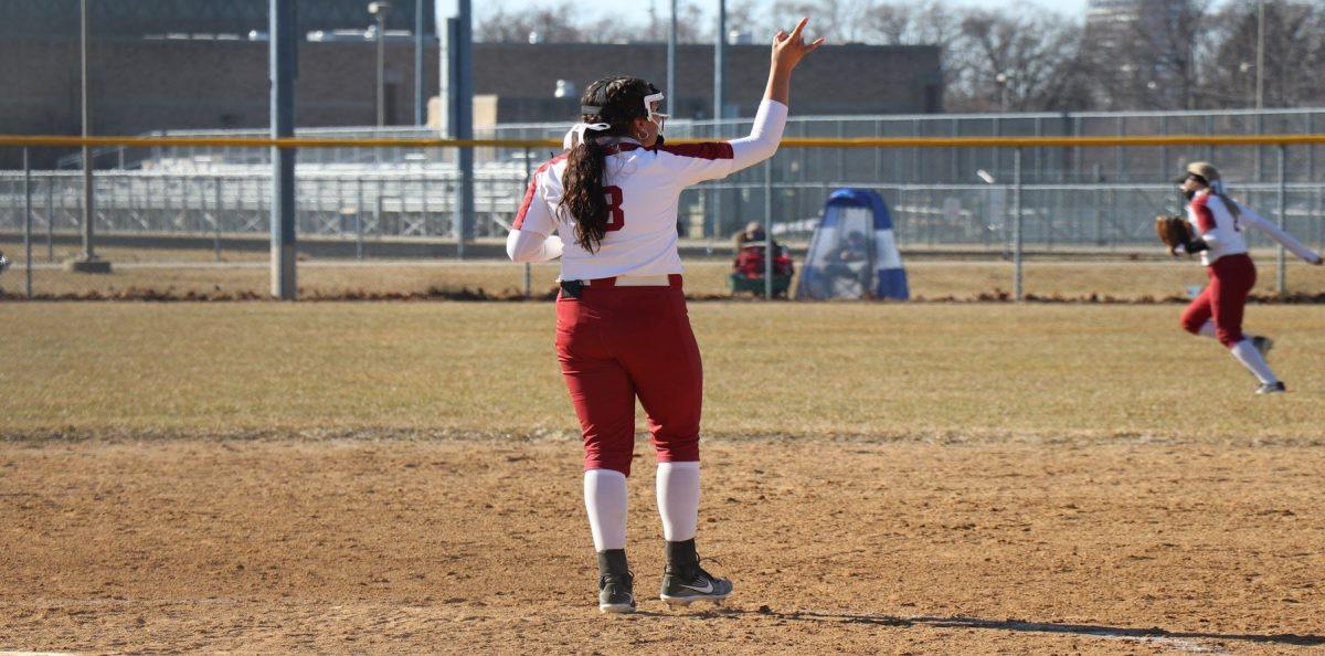 Photo provided by IU South Bend Athletics. Aly Brickel strikes out two in their doubleheader against Judson. 