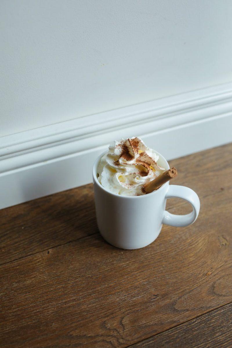white ceramic mug with ice cream