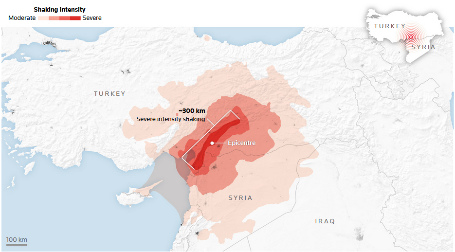 Turkey and Syria hit by 7.8 magnitude earthquake