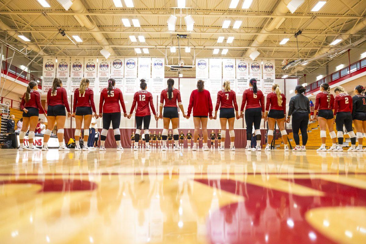 Action from the IUSB vs. St. Francis volleyball match Thursday, Oct. 5, 2023 in the SAC on campus at IUSB. (Photo by Michael Caterina)