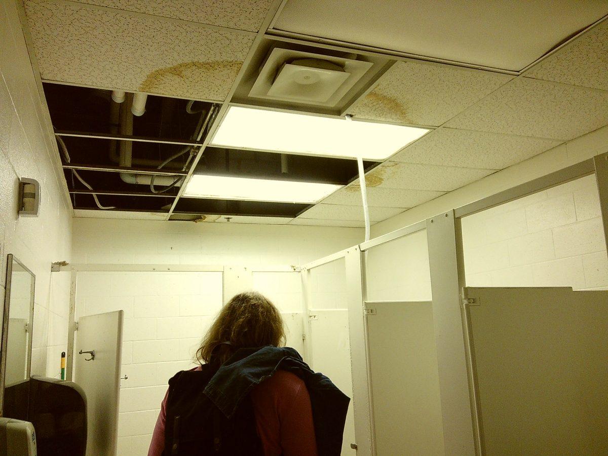The women’s Fine Arts building bathroom ceiling.